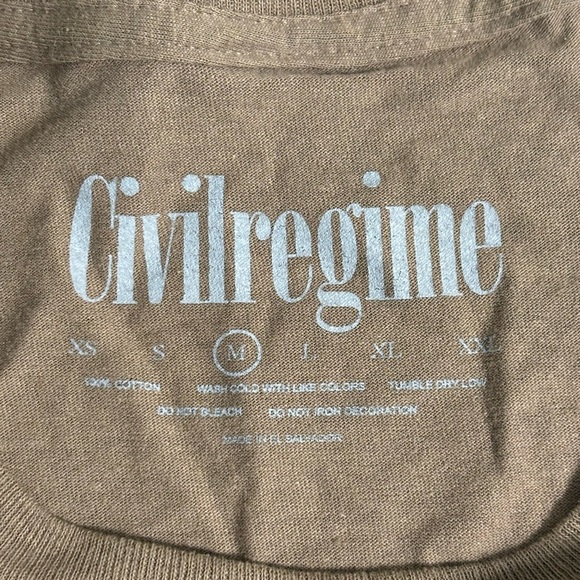 Civil Regime Tan/Brown Graphic T-Shirt - Size Medium - Picture 4 of 5